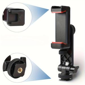 ShebSheb 1PC 360° Adjustable Phone Tripod Adapter, Plastic Mount Clip with 1/4 Interface and Cold Shoe, Universal for Video, Selfie, and Live Streaming