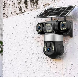 Ip66 Rated Water Proof 20MP 4K Ultra HD Resolution 4G PTZ Rotating Triple Lens Three Screens Outdoor Security Solar Camera