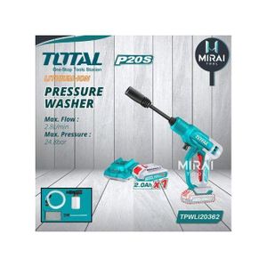 TOTAL Cordless Pressure Washers 20V Wireless Spray RECHARGEABLE CAR WASH MACHINE Water Gun Sprayer Battery Powered High Pressure Washer PREMIUM BRAND - GREEN