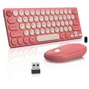 Wireless 2.4GHZ Mini Keyboard & Mouse Combo For Windows Laptop and Desktop PC, Mac OS - Red