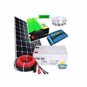 Sunnypex  200 Watts Solar Panel Special All Weather Fullkit + 150AH Battery + 600Watts Solar Inverter + 20 Ah Charge Controller+5 bulbs + dropping cable