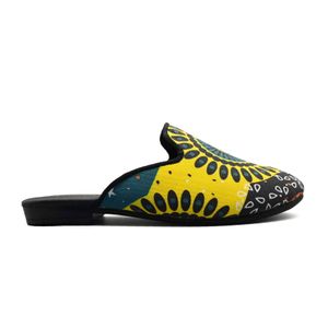 UMOJA Moxxa Jane Ankara – Printed Textile Slip-Ons with Leather Insole and Soft Lining(Green)