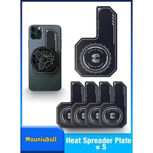 Mouniubull 5 Pcs Phone Cooling Plate Heat Sink Pad, Thermal Expansion Sheet to Enlarge Cooling Area for Game Cooler, Compatible with Mobile Phone Magnetic/Back Clip Radiators (Black)