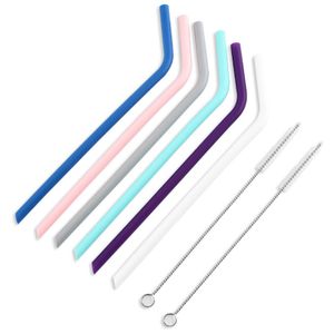 8.2x8mm Reusable Clear Glass Straws Set for Smoothie Milkshakes