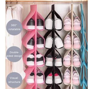 12-Grid Hanging Storage Bag – Closet & Wardrobe Organizer (Pink, Blue, Black & Cream)