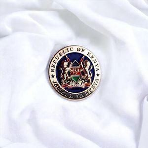Gk Large 3D Kenya Coat of Arms Lapel Pin – Gold Finish, National Emblem Badge for Patriotic Wear & Collectors.