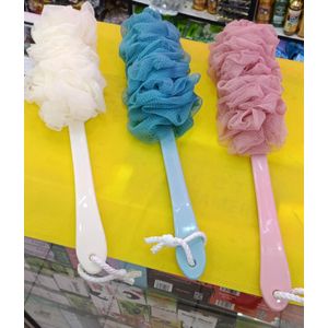 Long-Handled Mesh Pouf Bath Shower Brush