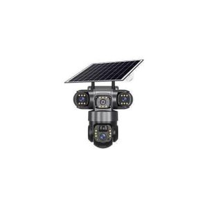 Solar Light 4G (Simcard) V380 Triple Lens Three Screens Camera Solar Powered - (PIR Human Detection,Colored Night Vision, All Weatherproof, Security Video IP Camara 4mp Battery CCTV Monitor)