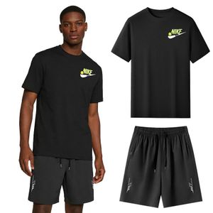 Men's 2 Piece Cotton T-Shirt And Shorts Set, Casual Summer Sportswear For Men