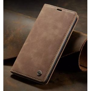 Oppo A5 Pro Phone Case, Coffee Brown Retro Flip Wallet Suede Leather Cover Case, All-Round Protection with Card Holder, Card Slots, Magnetic Closure and Foldable Stand