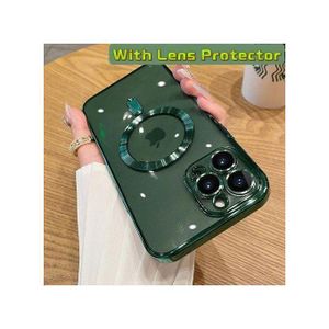 Magsafe2 Magsafe Plating Magnetic Case For Silicone Clear Wireless Charger Cover Cases 15, 15Pro ,15Promax, 14,14pro,14promax, 13 ,13 pro,13 promax 12, 12pro 12 promax 11 Pro Xs Ma Xr 7 8 Plus-Alpine Green_For IPhone 15 ProMax