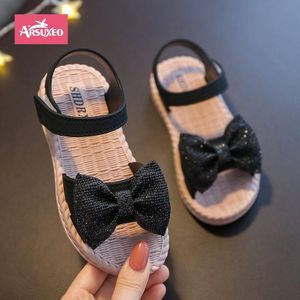 Arsuxeo Girls Sandals Princess Children Sandals Bow Tie Shoes Casual Non Slip Kids Beach Shoes