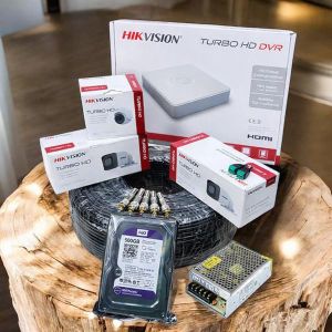 Hikvision 3 1080P Full HD 2MP Real Time Capture Night Vision CCTV Cameras Complete System Kit With 4 Channel DVR Machine+50M Coaxial Cable