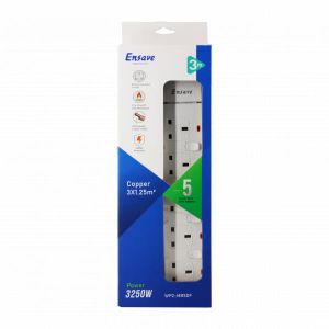Ensave 5 Way Power Outlet Extension – Heavy Duty UK Socket with Surge Protection