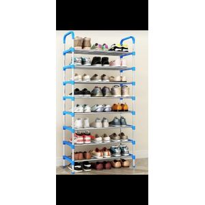  8-Layer Space-Saving Shoe Rack – Vibrant Blue Edition
