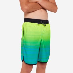 Olaian Boys’ surfing boardshorts - 500 Offshore green and blue