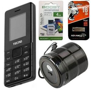 Tecno T301,Dual Sim Card Phone + Free Portable Bluetooth USB Speaker , Memory Card & Flash Disk