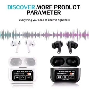 Newest LCD TouchScreen Wireless Earbuds Noise Cancelling Tws Earphones & Headphones True Stereo ANC Wireless Bluetooth Earpods Headsets - Black and White