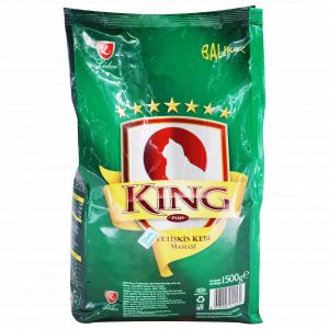 King Plus Adult Cat Food – Fish 1.5kg  28% Protein  Dry Kibble  Omega-Rich  Complete Nutrition