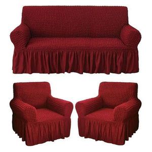 Buble Stretch Turkish Sofa Covers 5-Seater Set 3:1:1 Maroon