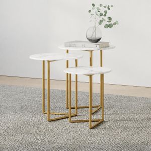  3-ROUND NESTING SIDE STOOLS / COFFEE TABLE -golden