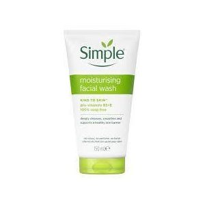 Simple Moisturising Facial Wash - Kind to Skin 100% Soap-Free Cleanser with Vitamin B5 & E (150ml)
