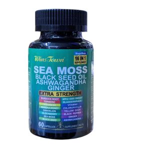 Winstown Strength 16-in-1 Vitamin Supplement Capsules with Sea Moss, Black Seed Oil, Ashwagandha & Ginger – Immune Boost, Energy Support & Wellness Formu