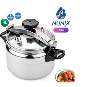Nunix Aluminium Pressure Cooker - Explosion Proof - 4 L Silveritres - Silver