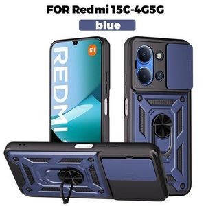 Magnetic 15C Shockproof Protective Case for Redmi - Car Magnetic, Slide Window & Ring Stand