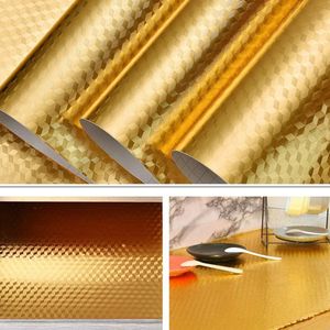 Golden foil alumunium Paper, backsplash Wallpaper Stickers for Kitchen,Oil-Proof Waterproof Stickers,Heat Resistant Gold Aluminium foil Paper Stove sticker - 60cm by 500cm