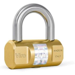 Viro Padlock 104 Cylindrical Brass Counter Pins 70mm Made I Italy Gold 