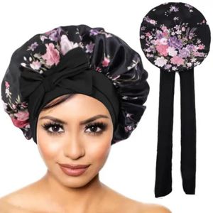 3pcs Satin Headscarf Hat Sleeping Bonnet Curly Hair Wrap Silk Cap  Wide Soft Elastic Springy Band Head Scarf 