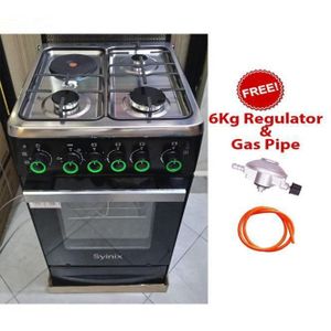 Syinix 50cm x 55, 3 Gas Jet Burners + 1 Rapid Plate, Rotisserie, Electric Oven Free Standing Cooker
