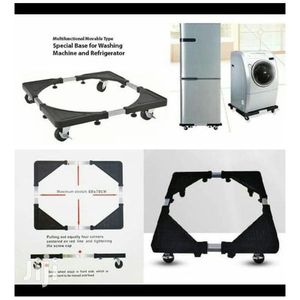 Adjustable Bracket Base Stand Washing Machine Fridge Stand for Mini Fridge - 56x56cm, Black