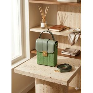 Chic mini top-handle crossbody bag with pom pom charm