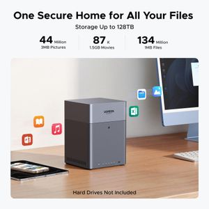 Ugreen NASync DH4300 Plus 4-Bay Photo Backup NAS, Support Capacity up to 128TB (Diskless) Remote Access, AI Photo Album, Beginner Friendly, 8GB LPDDR4X RAM, 2.5GbE, 4K HDMI, Network Attached Storage (Diskless) 