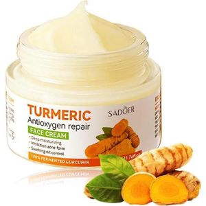 SADOER Turmeric Cream, Anti Acnes, Oil Control Tumeric Face Controls Oil, Moisturize, Smoothening, Fade Dark marks, 