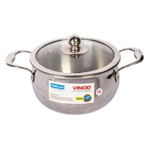 Vinod Platinum Triply Medium Belly Saucepot - 18Cm, 2.5Ltr