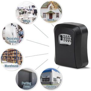 Metal Safe Key Lock Box Wall Mount, 4 Digit Combination Security Storage Organizer Lockbox, Waterproof Outdoor Indoor for Home Garage Garden Office