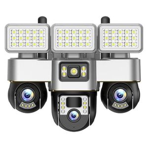     Gear V380 6MP 4G Triple-Lens Triple-Screen PTZ Surveillance Camera security solar powered camera