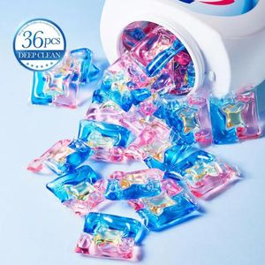 Sadoer Laundry Beads 12g x 36 Pieces Deep Cleaning Of Clothes Strong Stain Removal long-lasting Fragrance Household Family(2 bottles 72pods)
