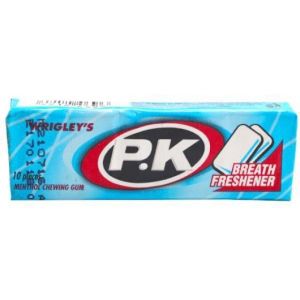 Wrigley's  P.K Menthol Chewing Gum 10's (14g)  Breath Freshener with Liquid Center  Sugar-Free Minty Gum