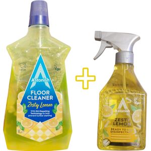 Astonish  Zesty Lemon Floor Cleaner + Zesty Lemon Disinfectant Spray cf