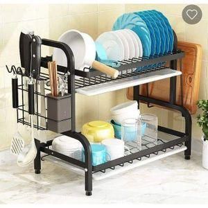 High Quality Heavy Duty 2 Tier Dish Rack With Cutler Holder