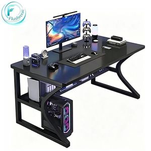 Flushrenic Gaming computer desk, storage computer desk, home office desk and work desk, K-bracket, dormitory office desk, study room