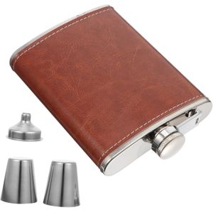 Boozey Hip Flask Whisky Men Stainless Steel Flask Cover Portable Liquor for Outdoor Walking Fishing and Picnic - comes with funnel and 2 tot cups