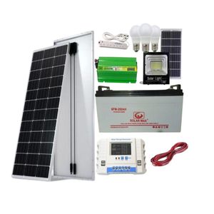 Solarmax 350 Watts  Solar panel all weather +200ah solar battery +600 Watts solar power imnverter +30ah solar charge controller +3 Dc bulb +Extension +5m red,5m black cable+Free 300 Watts  solar flood light 