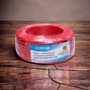 Evin Red 2.5mm Single Core Super Quality Moisture & Corrosion Resistant Wiring Cable 