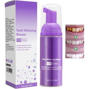 Teeth Whitening Mousse, Refreshing Breath Deep Cleaning Foam Toothpaste Natural Mouth Wash Water, Purple Teeth Whitening Toothpaste Ultra Fine Mousse Foam