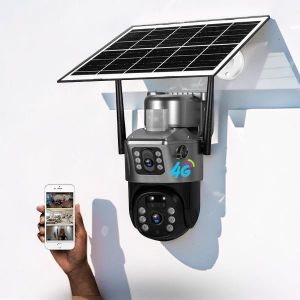 Customizable Audio Warning Ai-Based Human Motion Detection 24/7 Night Vision Instant Alerts V380 Pro App 12MP 4G PTZ Rotating Dual Lens Full-Color 24/7 Colored Night Vision Outdoor Security Solar Camera